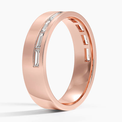 Austin Baguette Lab Diamond 5.5mm Wedding Ring in 14K Rose Gold