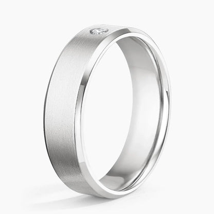 Borealis Diamond 6mm Wedding Ring in 14K White Gold