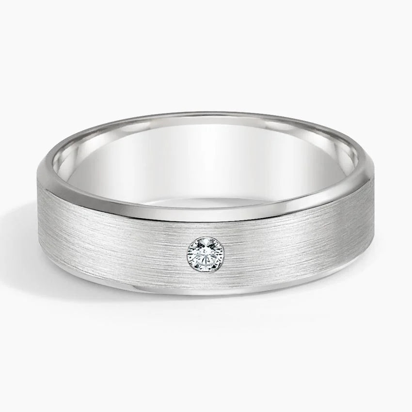 Borealis Diamond 6mm Wedding Ring in 14K White Gold