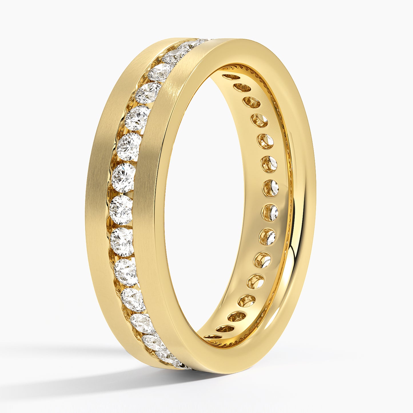 Mojave Matte Channel Set Lab Diamond 5.5mm Wedding Ring in 14K Yellow Gold