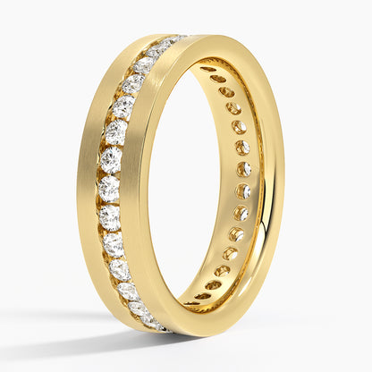 Mojave Matte Channel Set Lab Diamond 5.5mm Wedding Ring in 14K Yellow Gold