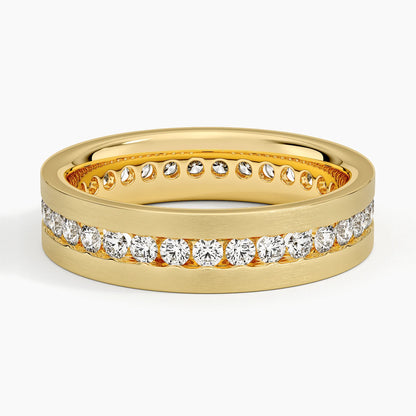 Mojave Matte Channel Set Lab Diamond 5.5mm Wedding Ring in 14K Yellow Gold