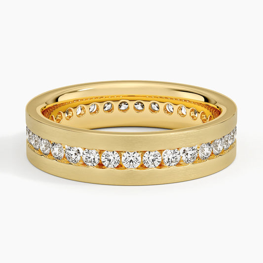 Mojave Matte Channel Set Lab Diamond 5.5mm Wedding Ring in 14K Yellow Gold