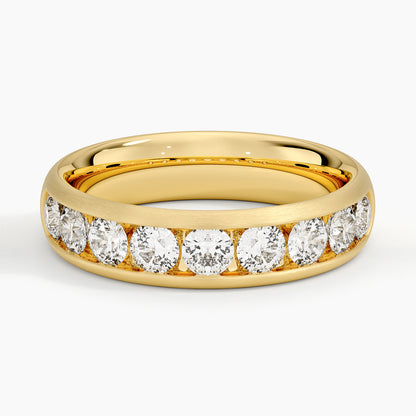Channel Set Lab Diamond 5.5mm Matte Wedding Ring in 14K Yellow Gold