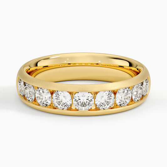 Channel Set Lab Diamond 5.5mm Matte Wedding Ring in 14K Yellow Gold