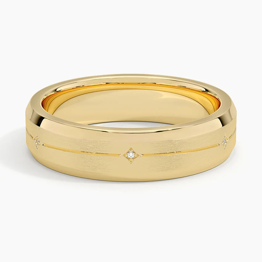 Cosmos Diamond 5.5mm Wedding Ring in 14K Yellow Gold