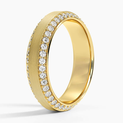 Beveled Edge Matte Eternity Lab Diamond 6mm Wedding Ring (1 ct. tw.) in 14K Yellow Gold