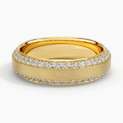 Beveled Edge Matte Eternity Lab Diamond 6mm Wedding Ring (1 ct. tw.) in 14K Yellow Gold