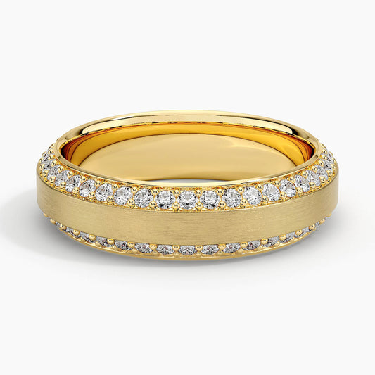 Beveled Edge Matte Eternity Lab Diamond 6mm Wedding Ring (1 ct. tw.) in 14K Yellow Gold