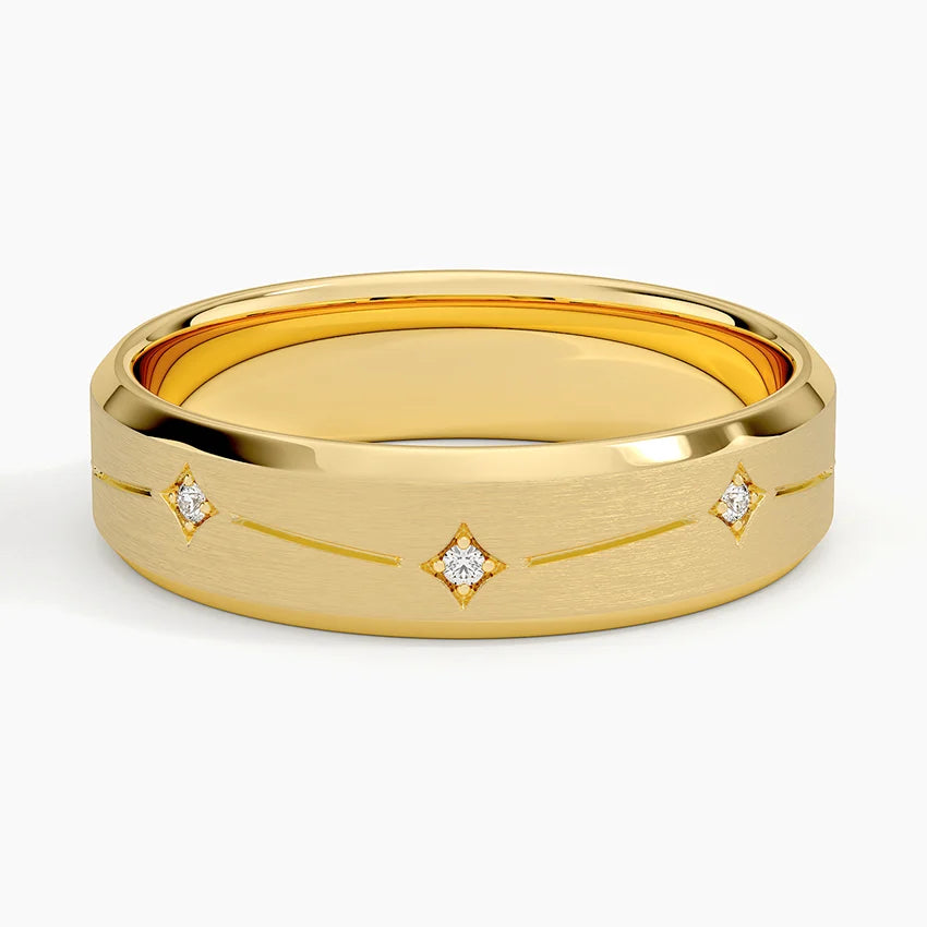 Luxe Cosmos Diamond 5.5mm Wedding Ring in 18K Yellow Gold