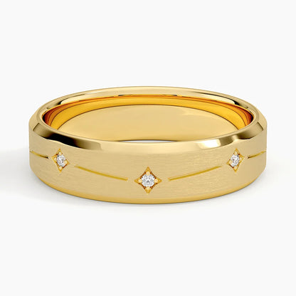 Luxe Cosmos Diamond 5.5mm Wedding Ring in 18K Yellow Gold