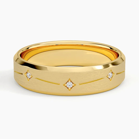 Luxe Cosmos Diamond 5.5mm Wedding Ring in 18K Yellow Gold