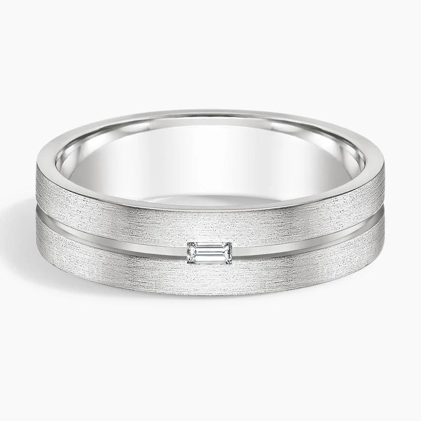 Ezra Diamond 5.5mm Wedding Ring in 14K White Gold