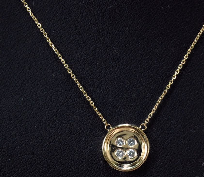 Bezel Diamond Button Necklace 34946
