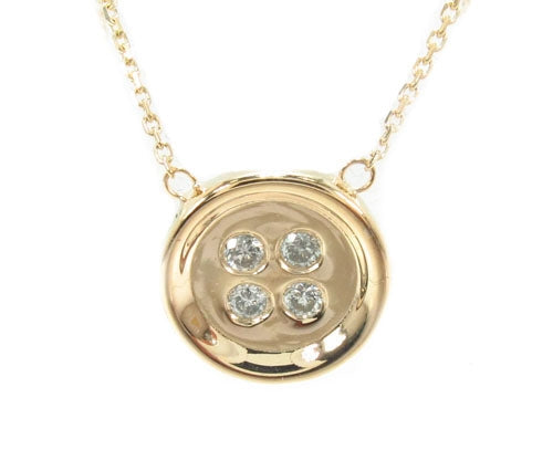 Bezel Diamond Button Necklace 34946