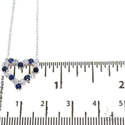 Blue Sapphire Diamond Heart Necklace 67484