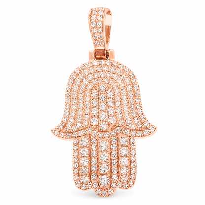 14K Gold Diamond Hamsa Pendant