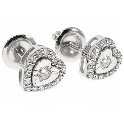 14K Gold Heart Shape Stud Earrings