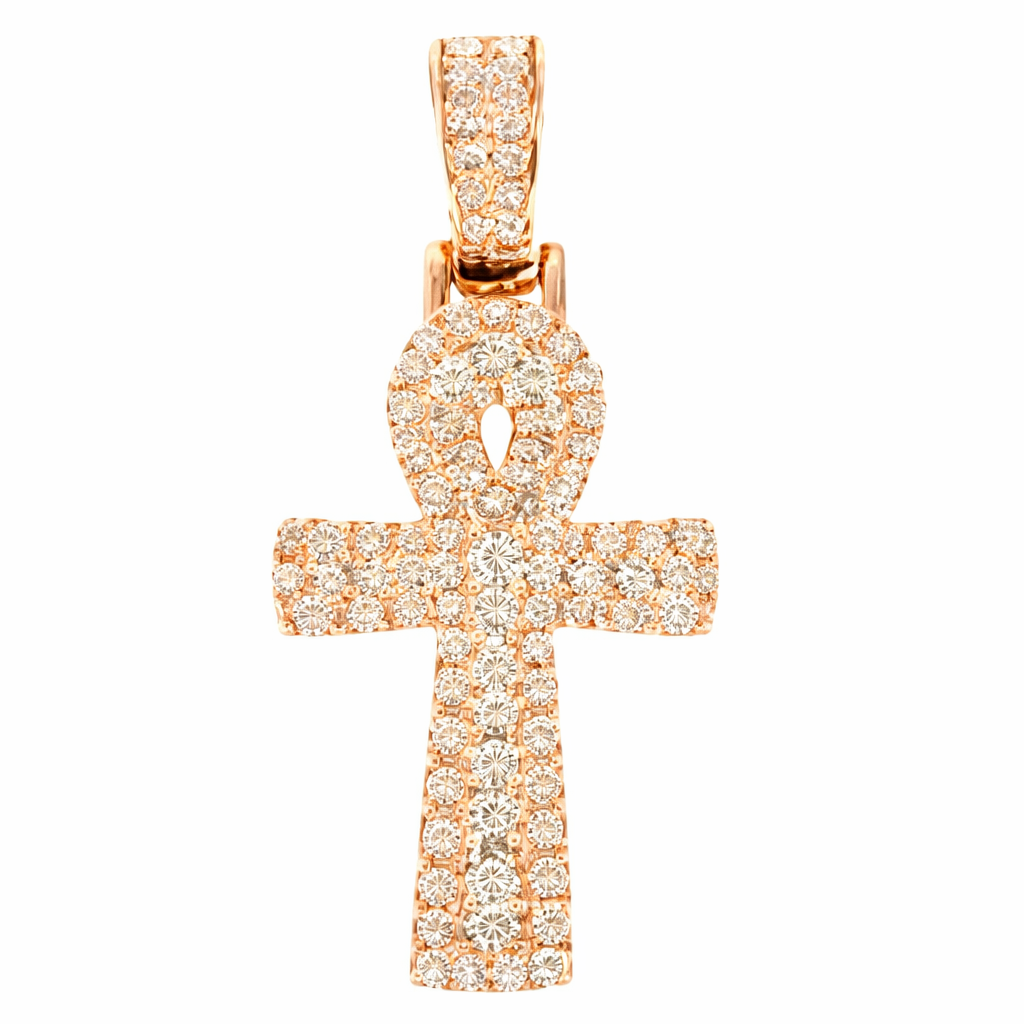 14K Gold Diamond Ankh Cross