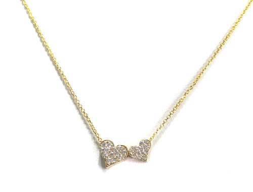 Double Cute Heart Diamond Necklace 40808