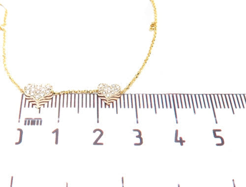 Double Cute Heart Diamond Necklace 40808