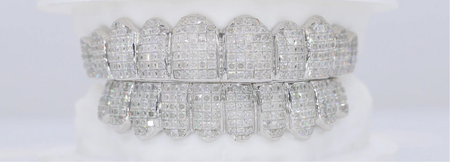 Invisible Set Princess Cut VVS Moissanite Diamond Grillz