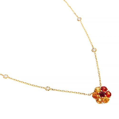 Fire Sapphire Diamond Flower Necklace 67408