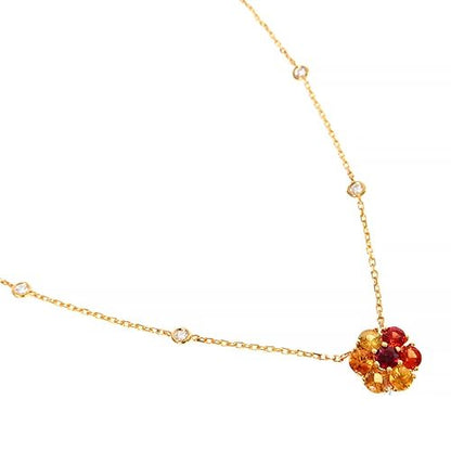 Fire Sapphire Diamond Flower Necklace 67408