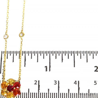 Fire Sapphire Diamond Flower Necklace 67408