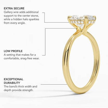 Freesia Hidden Halo Diamond Ring in 18K Yellow Gold