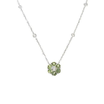 Green Sapphire Diamond Flower Necklace 67232