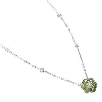 Green Sapphire Diamond Flower Necklace 67232