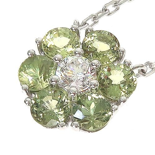 Green Sapphire Diamond Flower Necklace 67232