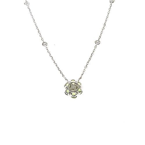 Green Sapphire Diamond Flower Necklace 67232