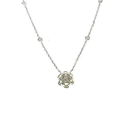 Green Sapphire Diamond Flower Necklace 67232