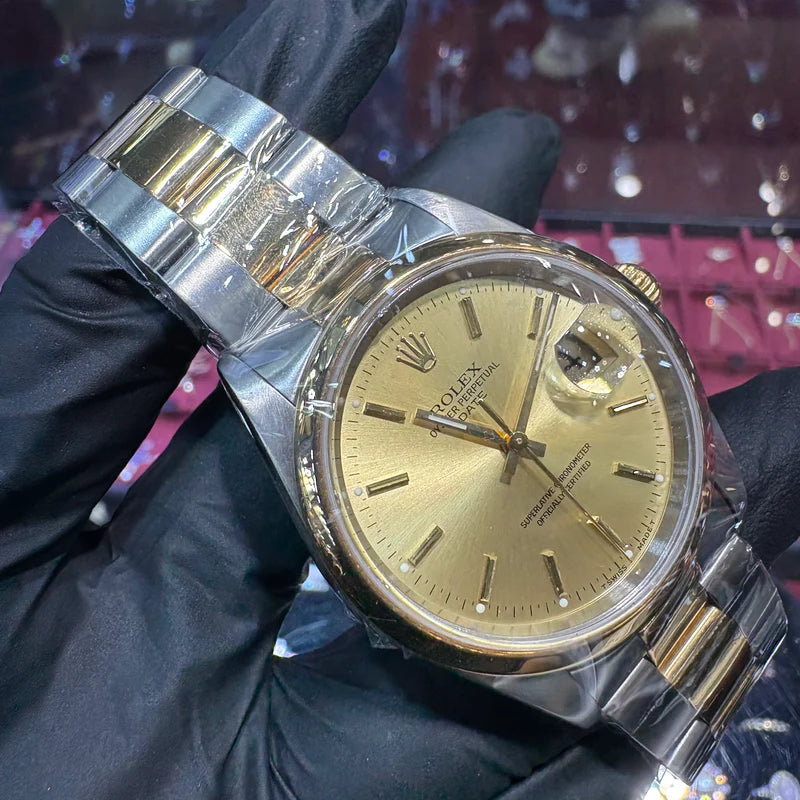 Rolex Oyster Perpetual Date 36mm Two-Tone Champagne Dial