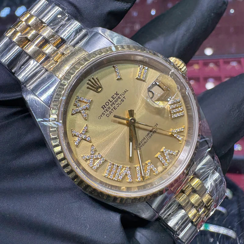 Rolex Datejust 36mm Champagne Diamond Roman Dial