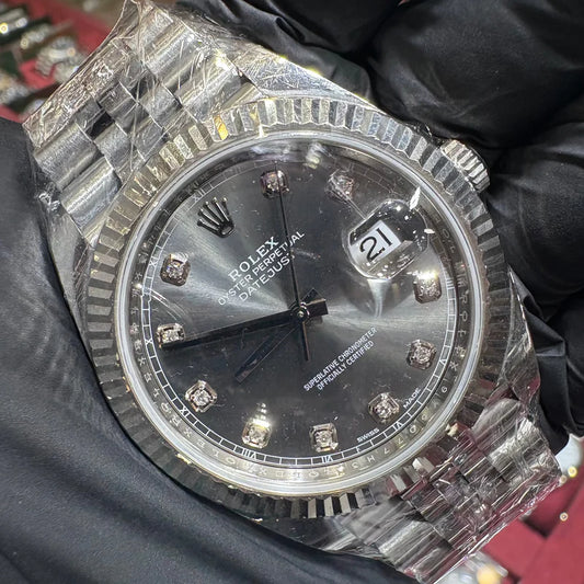 2018 Rolex DateJust 41mm Stainless Steel Silver Diamond Dial