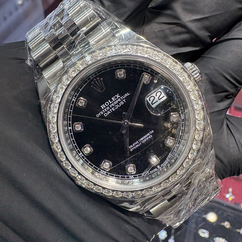 2023 Rolex DateJust 41mm Stainless Steel Black Diamond Dial