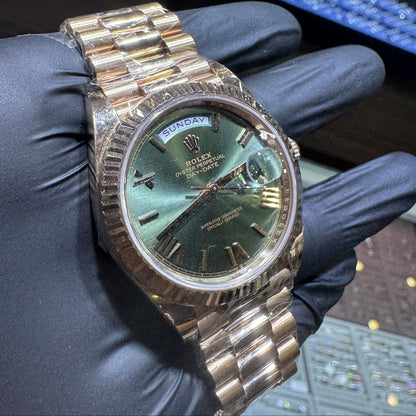 2022 Rolex Day-Date 41mm|Olive Green Dial| 18K Everose Gold | 228235