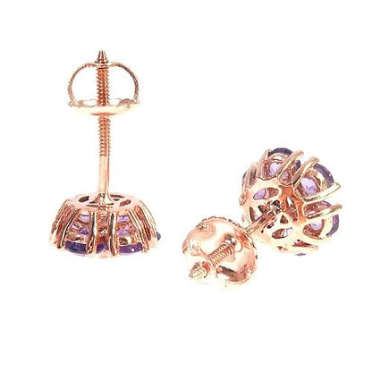 Violet Bloom Sapphire Diamond Flower Earrings