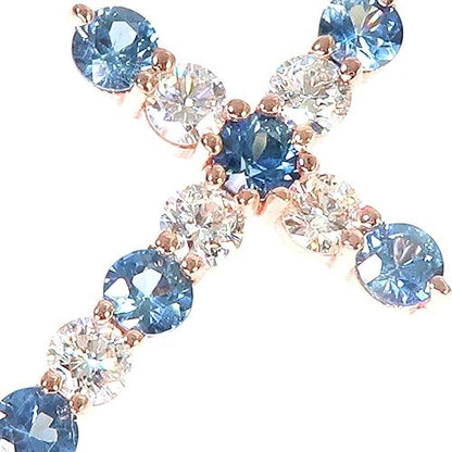 Ocean Blue Sapphire Diamond Cross