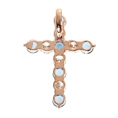 Ocean Blue Sapphire Diamond Cross
