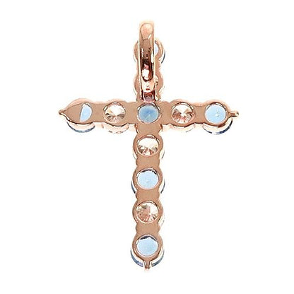 Ocean Blue Sapphire Diamond Cross
