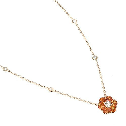 Orange Sapphire Diamond Flower Necklace 67231