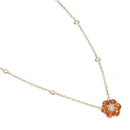 Orange Sapphire Diamond Flower Necklace 67231