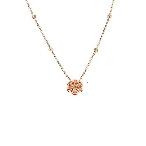 Orange Sapphire Diamond Flower Necklace 67231