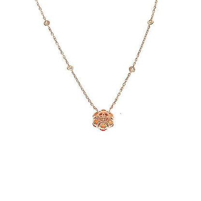 Orange Sapphire Diamond Flower Necklace 67231