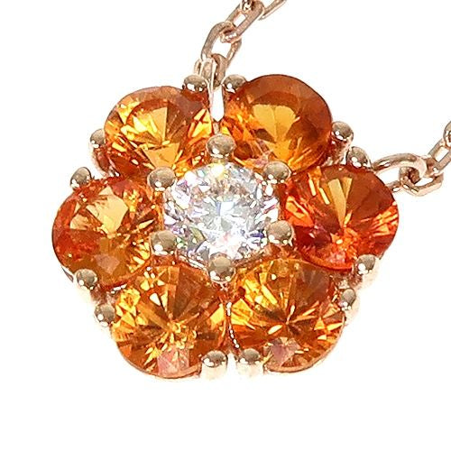 Orange Sapphire Diamond Flower Necklace 67231