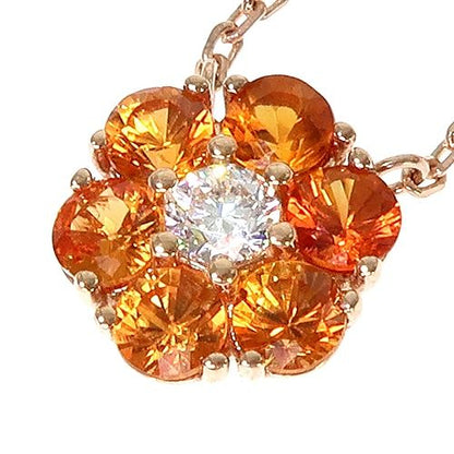 Orange Sapphire Diamond Flower Necklace 67231